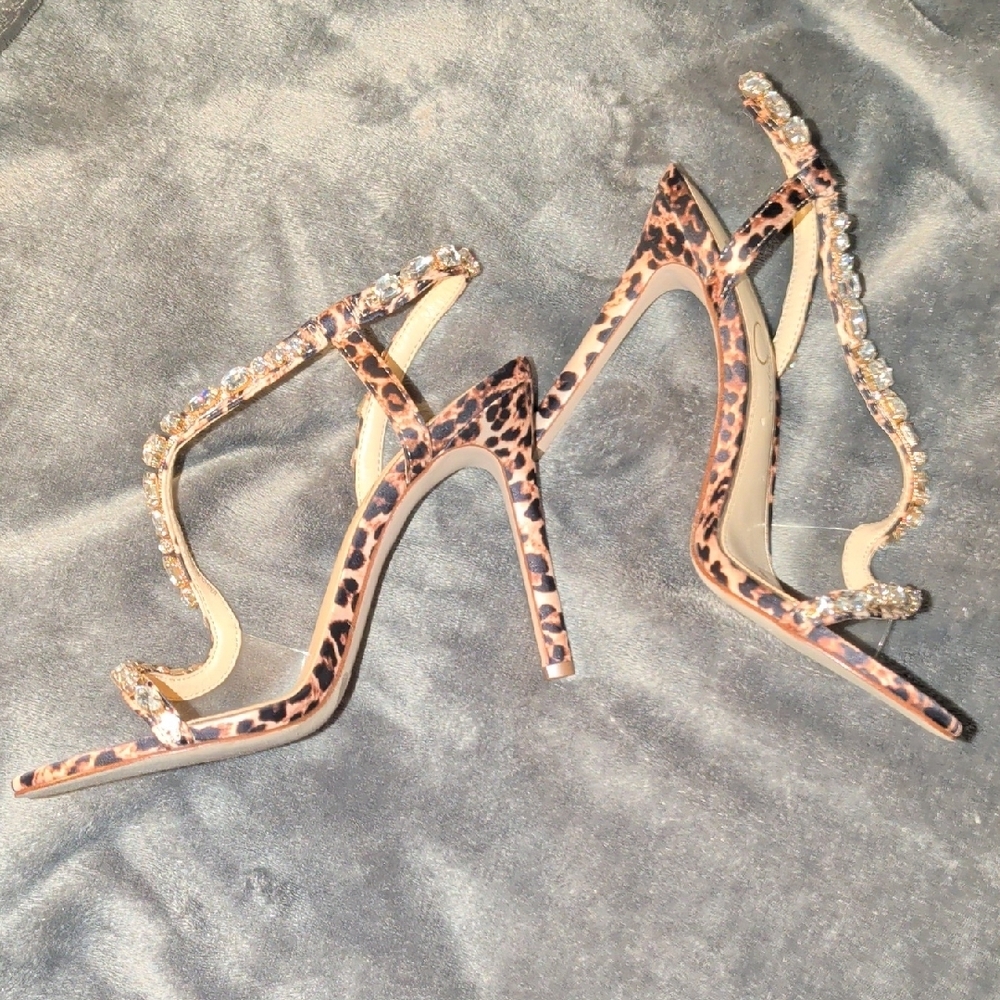 Glamorous Rhinestone Leopard Heels - Picture 3 of 3